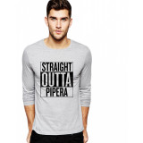 Bluza barbati gri cu text negru - Straight Outta Pipera - M