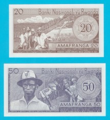 Rwanda Set 2 bancnote 1976 UNC p#6, p#7 foto