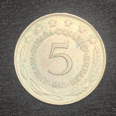 Moneda 5 dinari 1980 iugoslavia