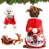 Costum de Craciun pentru caine/pisica WELLXUNK&reg;, poliester, rosu, M