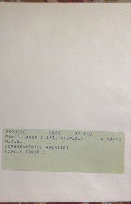 TAROM,COMANDAMENTUL AVIATIEI CIVILE/PAKET PLIC FORMAT MARE NEFOLOSIT ANII &amp;#039;80 foto