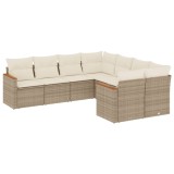 Cumpara ieftin Set canapele de gradina, 8 piese, cu perne, bej, poliratan