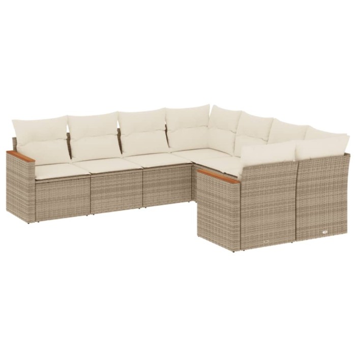 Set canapele de gradina, 8 piese, cu perne, bej, poliratan