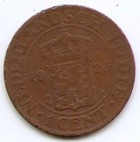 Indiile de Est Olandeze 1 Cent 1920 - Wilhelmina, Bronz, 23.55 mm, KM-315 (2), Asia, Cupru (arama)