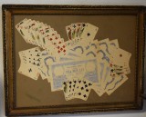 Jocul de poker - lucrare grafica din perioada interbelica, pictata manual c.1920