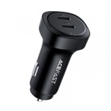 Incarcator Auto Acefast B2, 72W, 3A, 2 x USB-C, Negru
