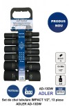 Set de chei tubulare IMPACT 1/2&quot;, 13 piese ADLER AD-13DW varianta lunga