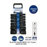 Set de chei tubulare IMPACT 1/2&quot;, 13 piese ADLER AD-13DW varianta lunga
