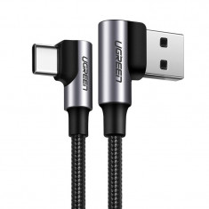 Cablu Unghi Ugreen Cablu USB - USB Tip C Quick Charge 3.0 QC3.0 3 A 0,5 M Gri (US176 20855)
