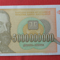 5.000.000.000 Dinara anul 1993 Bancnota 5 MILIARDE - Iugoslavia - Jugoslavije