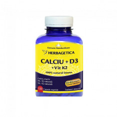 Calciu + Vitamina D3 + Vitamina K2 120cps Herbagetica