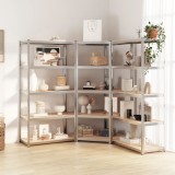 vidaXL Rafturi rezistente cu 5 niveluri, 3 buc., argintiu, oțel &amp; lemn 3154206