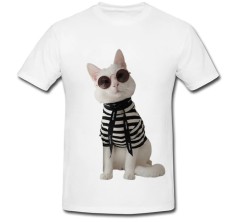 Tricou &amp;quot; White cat wearing chanel &amp;quot; foto