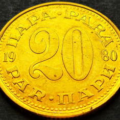 Moneda 20 PARA - RSF YUGOSLAVIA, anul 1980 * cod 2084