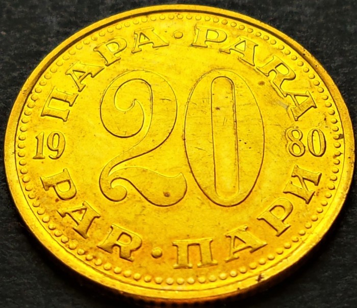 Moneda 20 PARA - RSF YUGOSLAVIA, anul 1980 * cod 2084