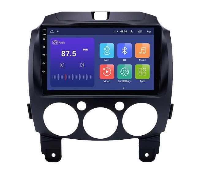 Navigatie Auto Multimedia cu GPS Mazda 2 (2007 - 2014), Android, Display 9 inch, 2GB RAM si 32 GB ROM, Internet, 4G, Aplicatii, Waze, Wi-Fi, USB, Blue