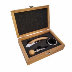 Set 3 accesorii vin cutie bambus
