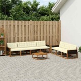 vidaXL Set de canapele de exterior cu pernă 8 pcs Natural și Crem 3381286
