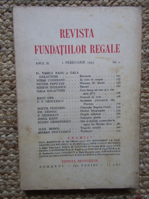 Revista Fundatiilor Regale - Anul II 1 FEBRUARIE 1935 Nr. 2