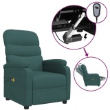 VidaXL Fotoliu de masaj rabatabil electric, verde &icirc;nchis, textil