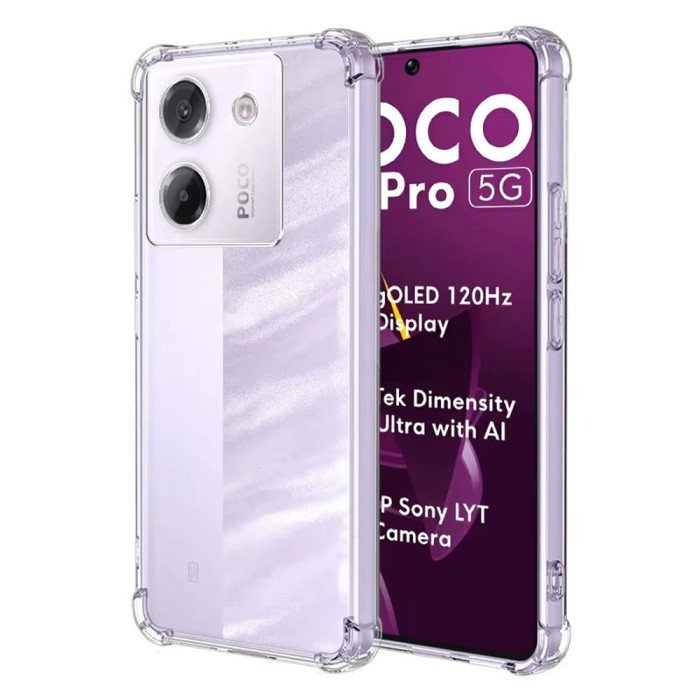 Husa antisoc pentru xiaomi poco m7 pro 5g, airbag pro, 4 colturi ranforsate, clear