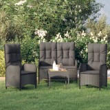 VidaXL Set mobilier de grădină cu perne, 3 piese, negru, poliratan 3185093