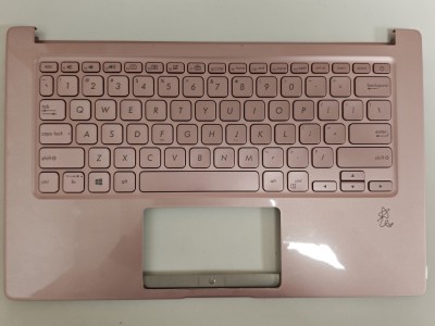 Carcasa superioara cu tastatura palmrest Laptop, Asus, VivoBook 14 A403F, A403FA, 90NB0LP5-R31US1, HQ2072067500000, I403FAC-2F, iluminata, roz, layout foto