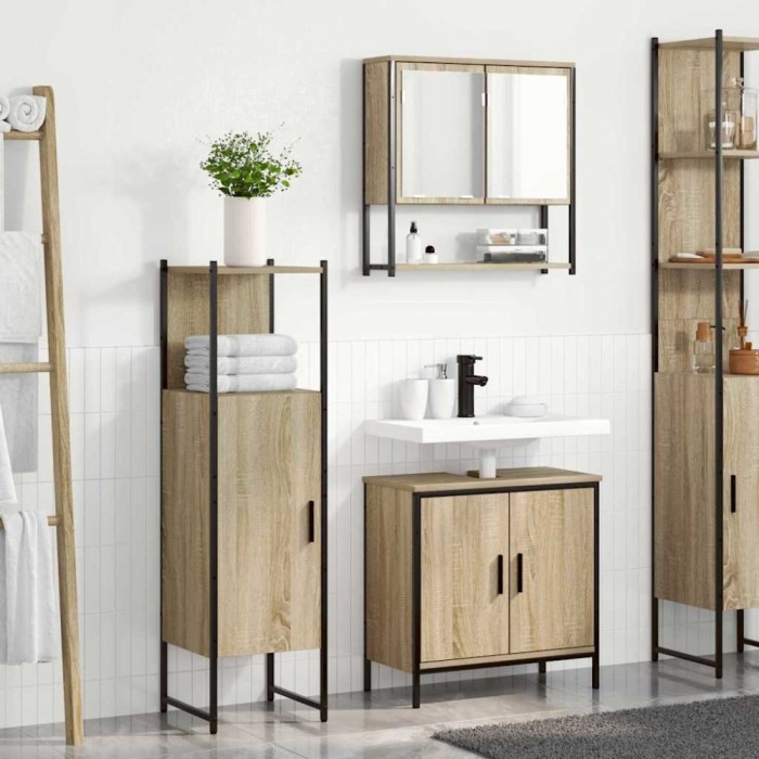 Set Mobilier Baie 3 Piese Stejar Lemn Tehnologizat
