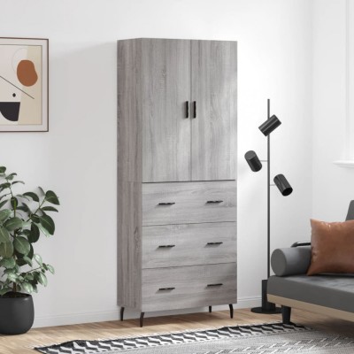 vidaXL Dulap &amp;icirc;nalt, gri sonoma, 69,5x34x180 cm, lemn compozit 3195865 foto