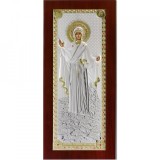 Cumpara ieftin Icoana argintata - Maica Domnului Ocrotitoarea Muntelui Athos 14x29,5 cm