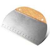 Racleta Aluat Inox cu Maner Lemn, Dispozitiv Gradat Taiere Aluat Pizza/Placinte, Curatare Blat Bucatarie