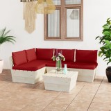 VidaXL Set mobilier grădină din paleți cu perne, 5 piese, lemn molid