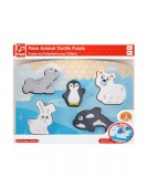 Puzzle tactil din lemn Hape cu animale polare pentru copii 2 ani+