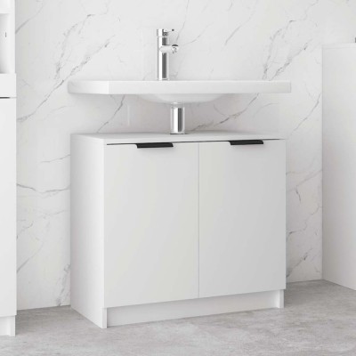 vidaXL Dulap de baie, alb, 64,5x33,5x59 cm, lemn compozit 811304 foto