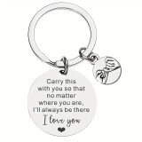 Breloc din otel inoxidabil cu mesaj , zCarry this with you, I love you, si charm inima , cadou romantic