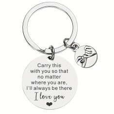 Breloc din otel inoxidabil cu mesaj , zCarry this with you, I love you, si charm inima , cadou romantic
