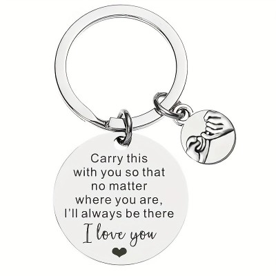 Breloc din otel inoxidabil cu mesaj , zCarry this with you, I love you, si charm inima , cadou romantic foto