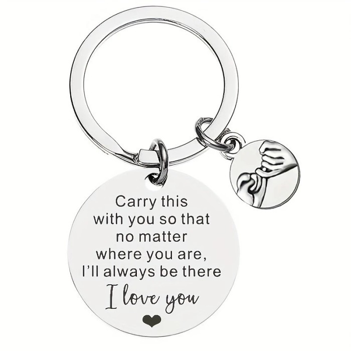 Breloc din otel inoxidabil cu mesaj , zCarry this with you, I love you, si charm inima , cadou romantic
