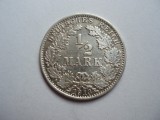 GERMANIA - 1/2 MARK / MARCA 1913 , Ag900, WILHELM II , LM1.56, Europa