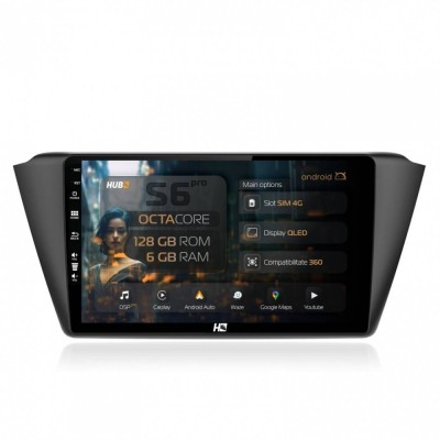 Navigatie Skoda Fabia (2015+) 6GB RAM Android 13 Octacore Slot Sim 4G DSP GPS Wi-FI Carplay Android Auto USB Bluetooth Waze Touchscreen 9 Inch foto