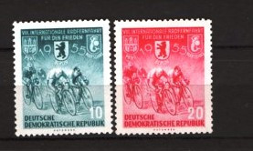 GERMANIA (DDR) 1955 &amp;ndash; CICLISM, SERIE NESTAMPILATA, sarniera, F135 foto