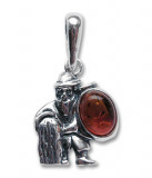 Pandantiv talisman argint cu piatra naturala de ambra (chihlimbar), semn