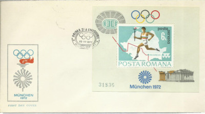 #TSV - 1972 FDC LP 788 - PREOLIMPIADA MUNCHEN, COLITA DANTELATA foto