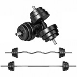 SPORTNOW Set 3 &icirc;n 1 gantere și halteră, 50 kg, antiderapant, negru | Aosom Romania