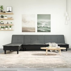 vidaXL Canapea extensibilă &icirc;n formă de L gri 255x140x70 cm textil
