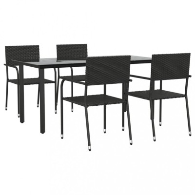 Set mobilier de gradina, 5 piese, negru, poliratan si otel foto