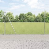 VidaXL &Icirc;mprejmuire cu lanț cu 7 st&acirc;lpi flanșați 1,5x10 m Oțel galvanizat
