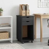 vidaXL Cabinet mobil cu roata Gri 34 x 39 x 65,5 cm Lemn masiv de pin 42028354