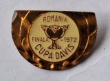 Tenis Finala CUPA DAVIS 1972 - Romania &amp; SUA (I.Tiriac si Ilie Nastase) insigna