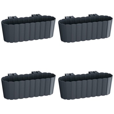 Set 4 jardiniere decorative cu suport de plastic, antracit, 4.9 L, 38.3x21.2x13 cm, Boardee Hook foto